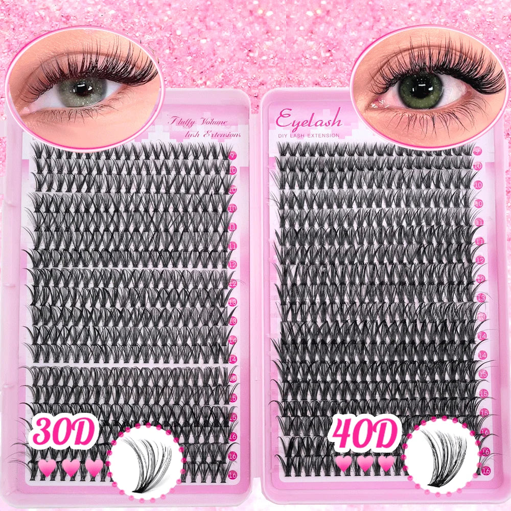 480/800pcs Individul Claster Eyelash Natural&Thick & Fluffy Extension 30D 40D 50D 60D 80D 100D Mix Length DIY Cluster eyelashes