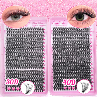 480/800pcs Individul Claster Eyelash Natural&Thick & Fluffy Extension 30D 40D 50D 60D 80D 100D Mix Length DIY Cluster eyelashes
