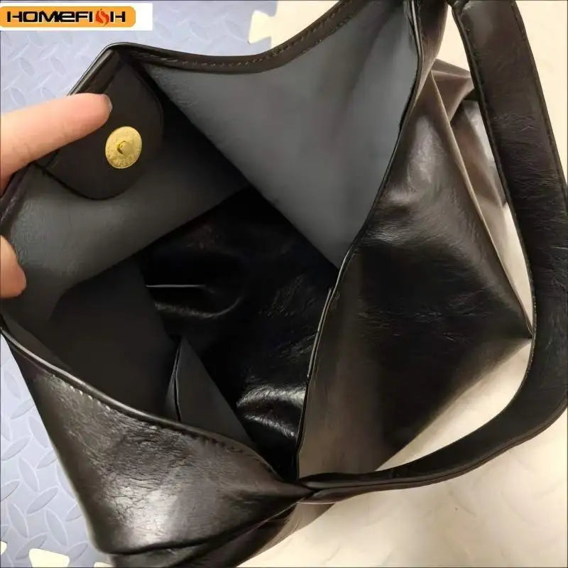 Homefish New Tote bag 100 hand bill of lading shoulder women's bag retro simple large bag Tote bag