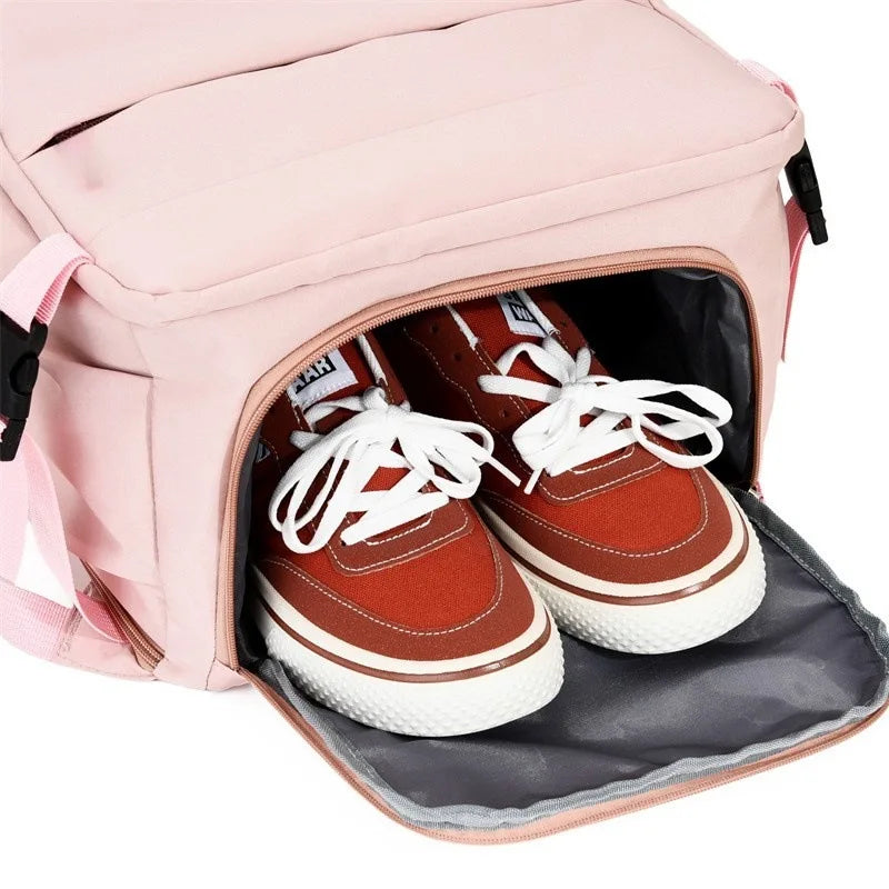 Lightweight Large Travel Backpack, Solid Color Minimalist Multifunctional Student School Bag