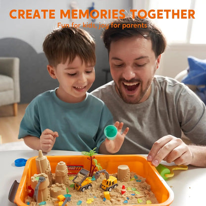JOYFY Kids Glow in The Dark Construction Sensory Bin Stones Sandbox with Lid Castle Building kit for Kids Birthday Gifts