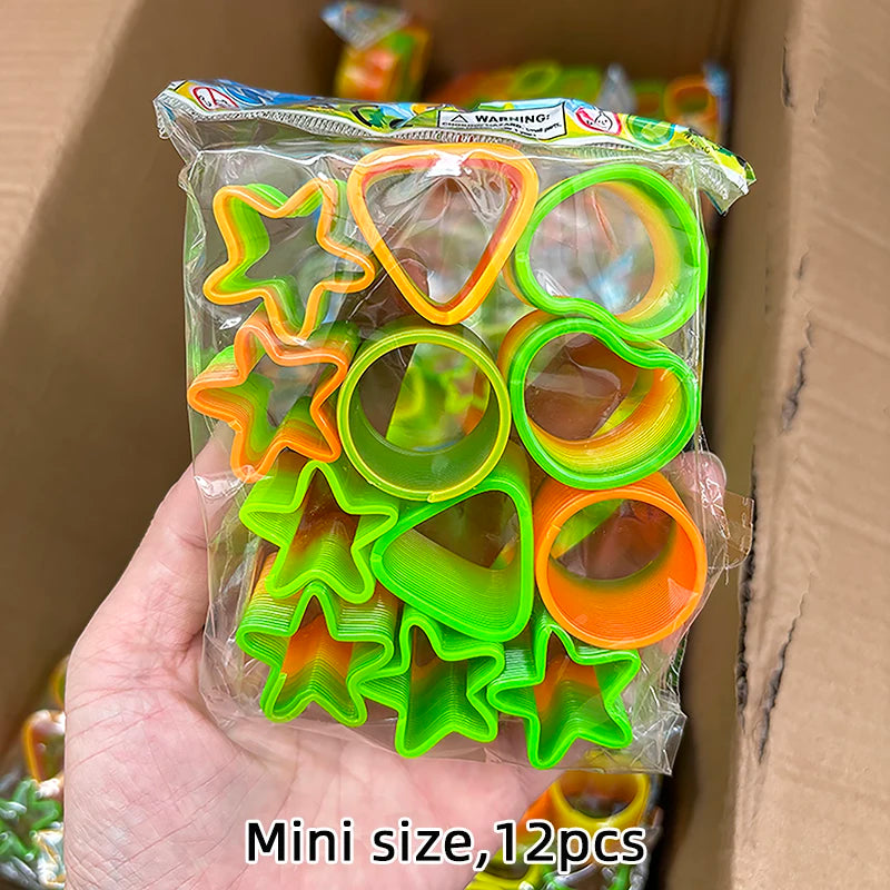12/24 Rainbow Magic Springs Circle Toys Kids Birthday Party Favors Guests Giveaway Small Gifts Pinata Fillers Flexible Funny Toy