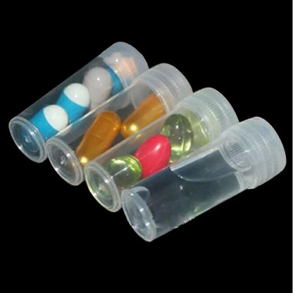 50Pcs 5ML Plastic Sample Small Bottle Vial Storage Vial Storage Container Test Tube with Screw Caps for Lab powder Sample