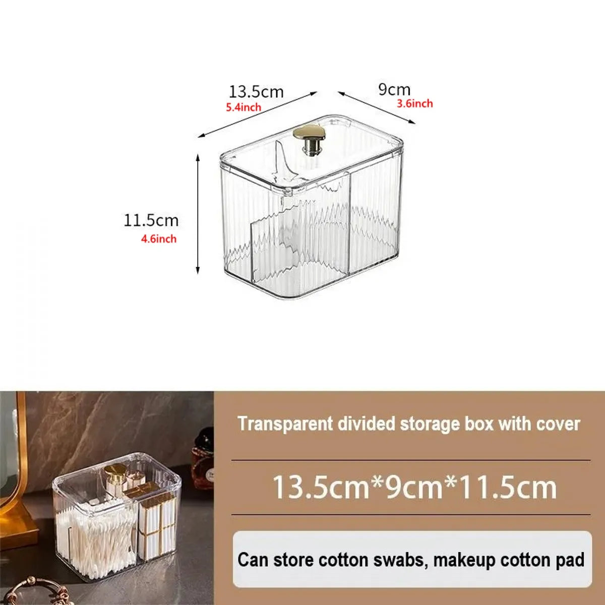 Qtip Holder Dispenser  Clear Bathroom Organizer Jar  Swab/Pad/Ball Holder Container Cosmetics Storage Boxes for Vanity