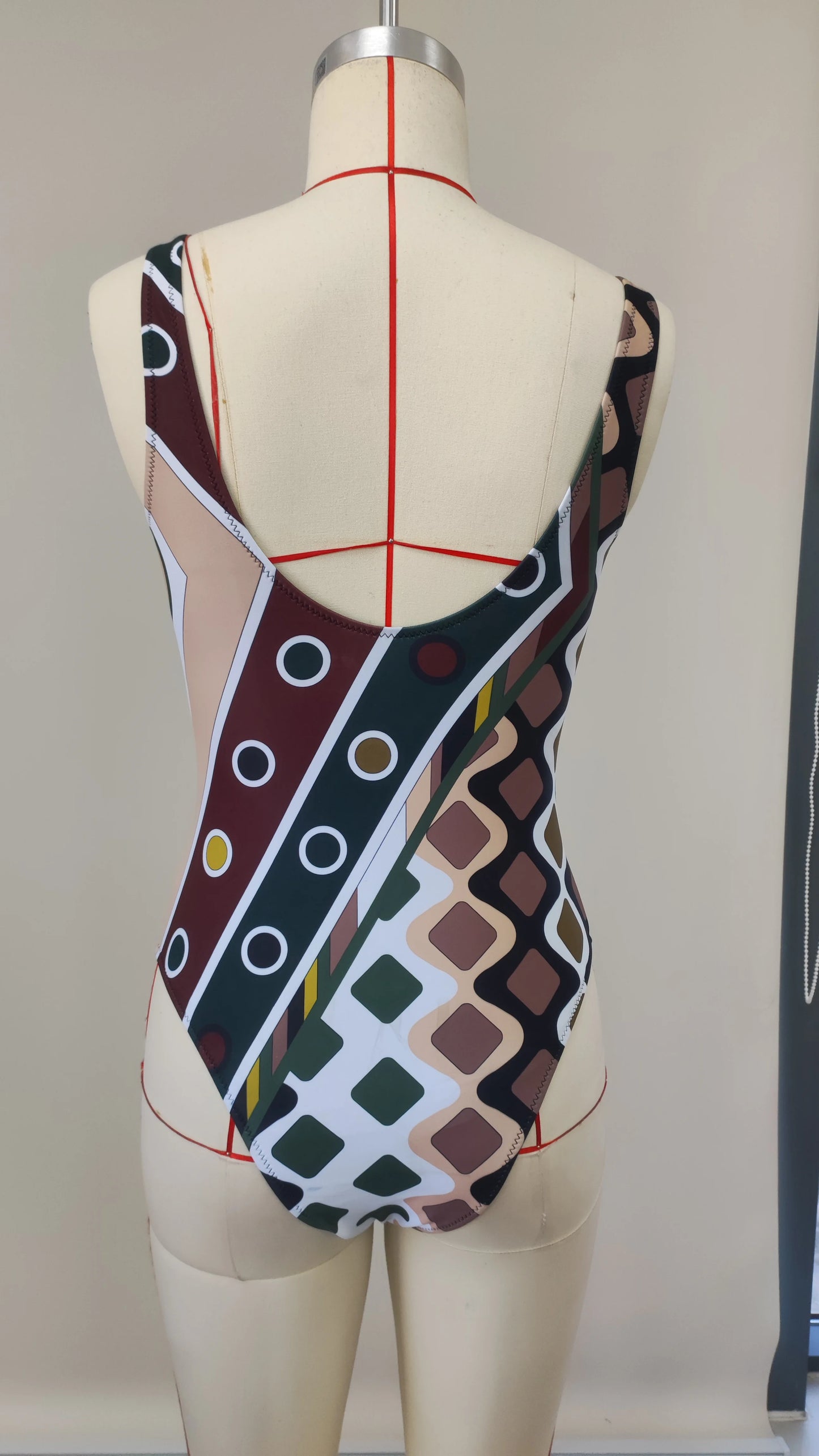 2026 New Luxury Design Women's Hollow Out One-piece Swimsuits And Skirt Geometry Print Sexy Bikini Fashion Beach Bathing Suit