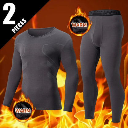 1/2-piece Autumn And Winter Men's Fashionable Printed Casual Sports Underwear Set Cycling And Running Plus Size Base Warm Suit