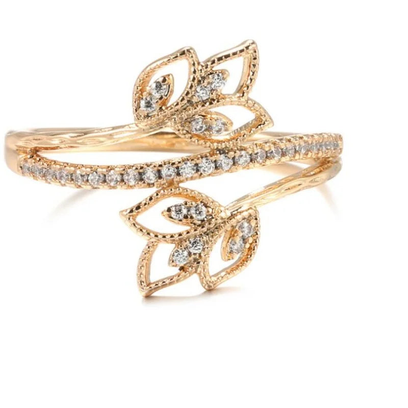 Niche New Leaf Shape Inlay Blue Color Zircon Rings For Women Birthday Gift Accessories Custom Jewelry