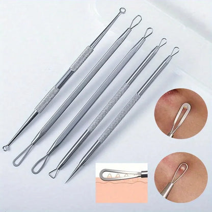 Stainless Steel Blackhead Pore Acne Remover Tool Kit,Professional Facial Cleansing Care Set With Storage Box,Blackhead Extractor