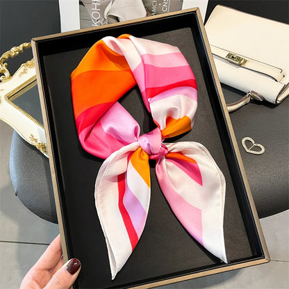 70cm Silk Feeling Square Scarf Women Satin Bandana Print Scarves Head Band Fashion Lady Hair Shawl Wrap Female Neckerchief Hijab