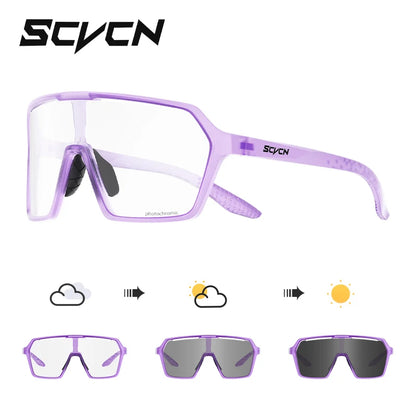 SCVCN Photochromic Cycling Sunglasses Outdoor Cycling Road Mountain Bike Glasses Men and Women Casual Hiking Windproof Glasses