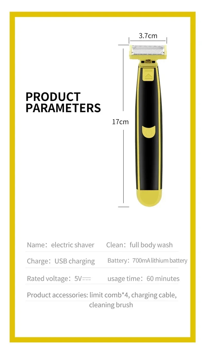 XMSJ Electric Shaver Wet and Dry Razor Double-sided Blade USB Rechargeable Portable Travel T-Shaped Hair Beard Trimmer