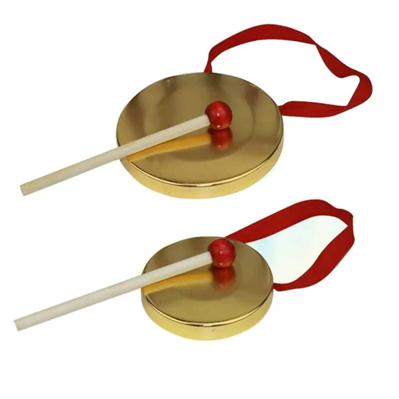 Causeway Folk Musical Instrument Gong Hand Gong With Wooden Stick Traditional Chinese Folk Musical Instrument Toy For Kids
