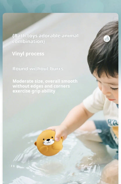 Baby Bath Toys Floating Animal Otter Hippo Seal Kid Bathroom Shower Basketball Hoop Game Children Swimming Pool Water Play Gift