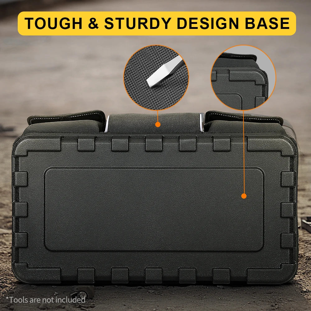 WINHUNT Heavy-Duty Tool Bag with Wide Mouth & Molded Bottom - Adjustable Shoulder Strap, Durable Polyester, Yellow/Black