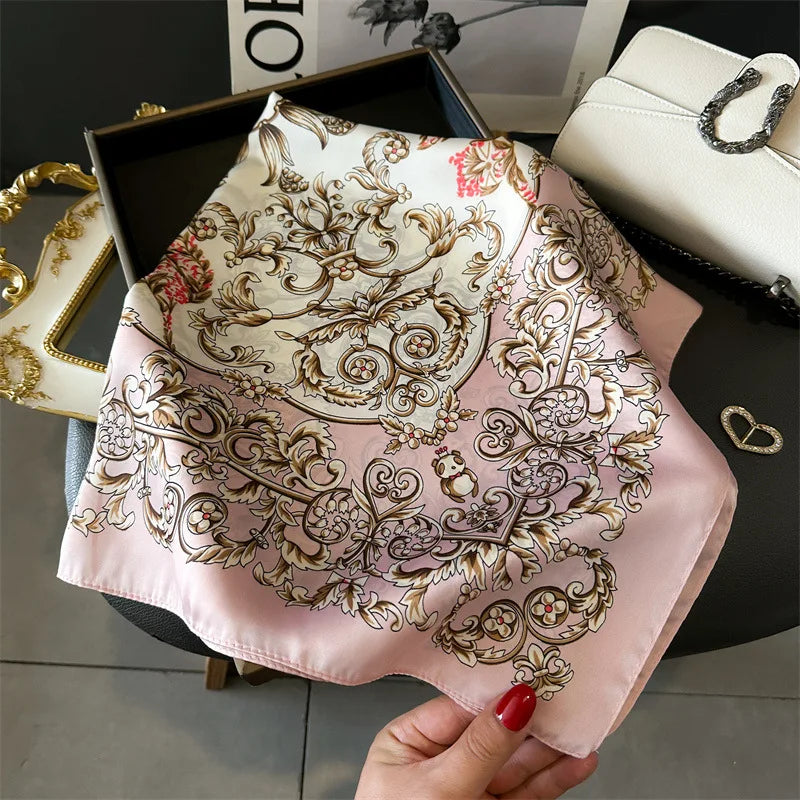 2025 New Fashion Luxury Printed Square Shawl Women 70x70cm Pashmina Silk Scarf Neck Headband Bandana