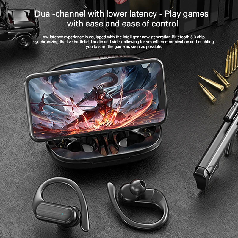 The A520 wireless Bluetooth headphones feature high-quality, high-definition sound, stereo earbuds, sweat-proof touch lights