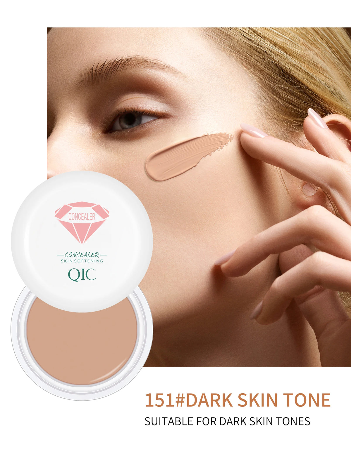 QIC Waterproof & Sweatproof Concealer Cream - Tattoo Coverage, Long-Lasting Foundation, Natural, Full Coverage, All Skin Types