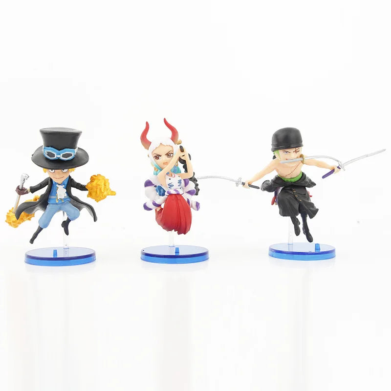 9pcs/set One Piece Zoro Ace Sabo Shanks Edward Hancock Yamato Katakuri Roger Anime Figure Toys Collection Model Ornaments