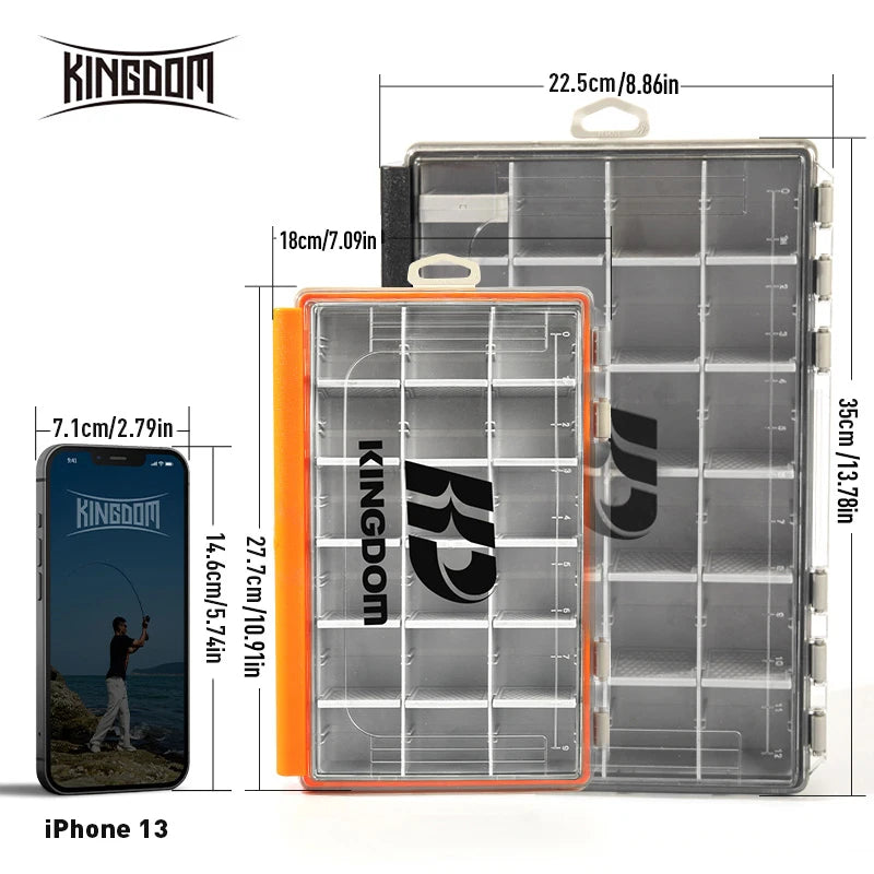 Kingdom Fishing Tackle Box 2 Sizes  Multifunction Tackle Trays Organizer with Removable Dividers Fishing Lure Storage Box