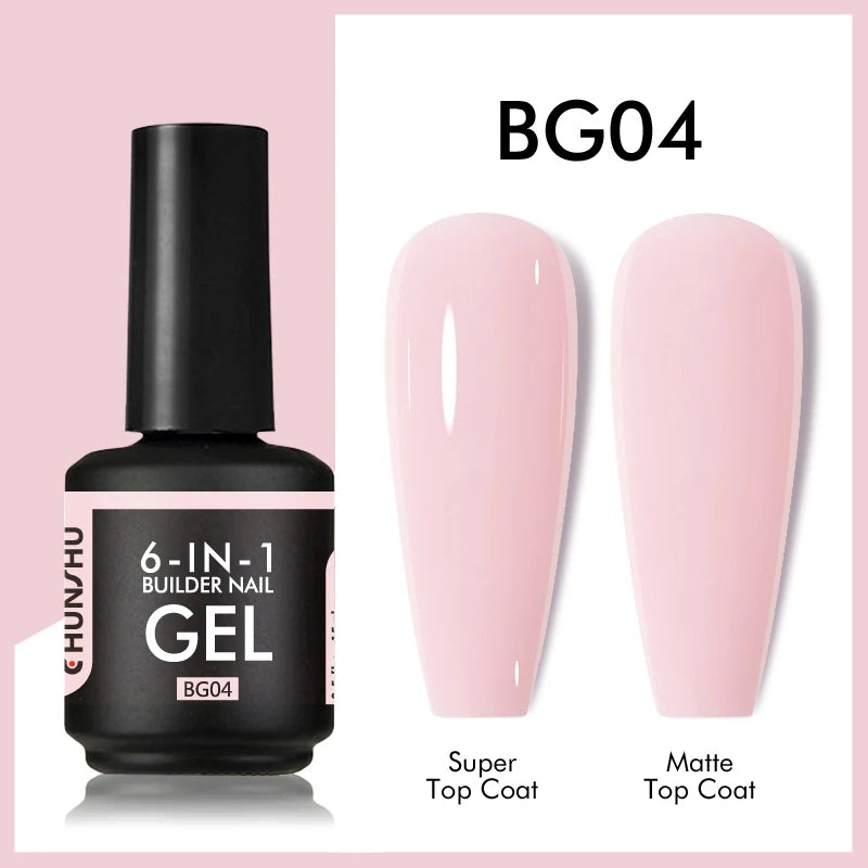CHUNSHU TPO Free 6 IN 1 Extension UV Gel Polish In A Bottle Builder Nail Gel Rubber Base Coat Semi Permanent Nails Art 15ML