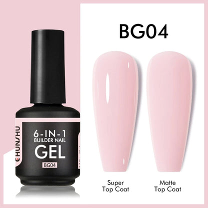 CHUNSHU TPO Free 6 IN 1 Extension UV Gel Polish In A Bottle Builder Nail Gel Rubber Base Coat Semi Permanent Nails Art 15ML