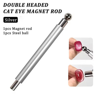 LINMANDA 3 In 1 Dual Headed Cat Eye Nail Art Magnetic Stick Multifunctional Nail Art Magnet Design Tool Suitable for Home DIY