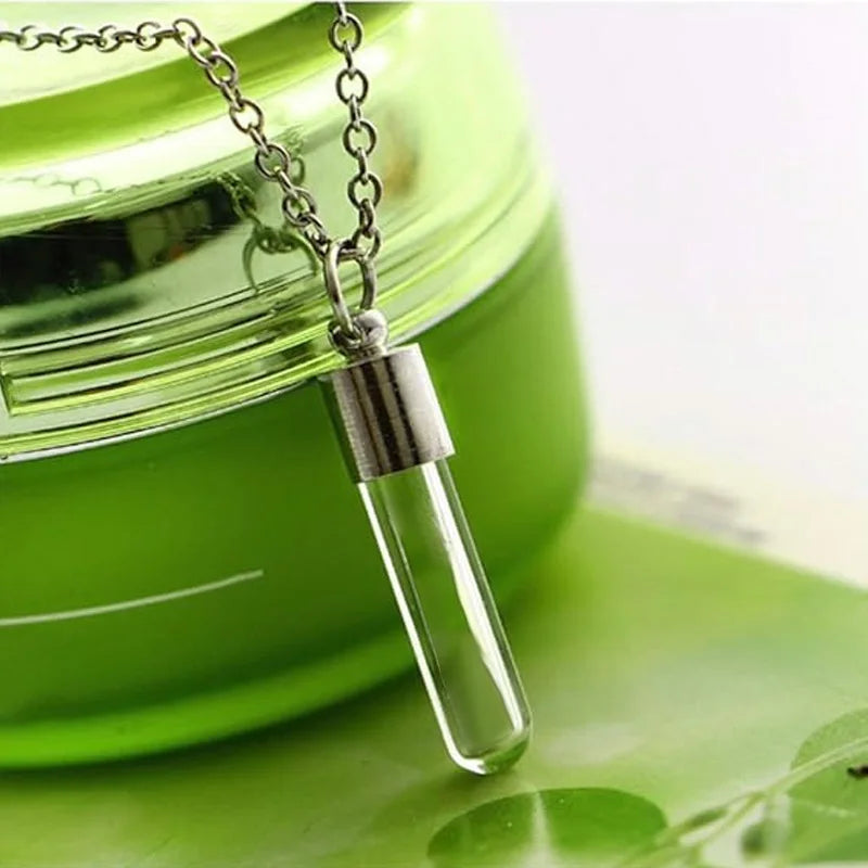 Stainless Steel Glass Cremation Cylinder Tube Urn Pendant Memorial Necklace Ashes Holder Keepsake Cremation Jewelry