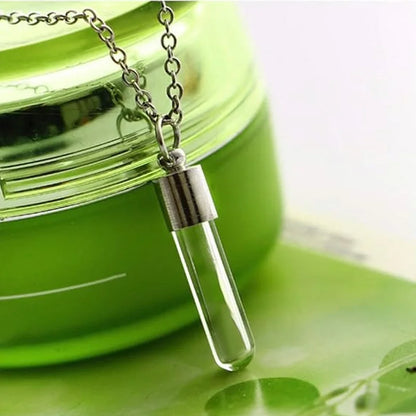 Stainless Steel Glass Cremation Cylinder Tube Urn Pendant Memorial Necklace Ashes Holder Keepsake Cremation Jewelry