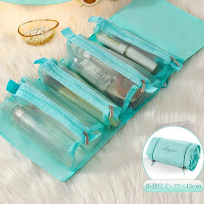 Detachable Cosmetic Bag Portable Large Capacity 4 in 1 Makeup Bags Portable Folding Travel Cosmetics Storage Toiletry Bag