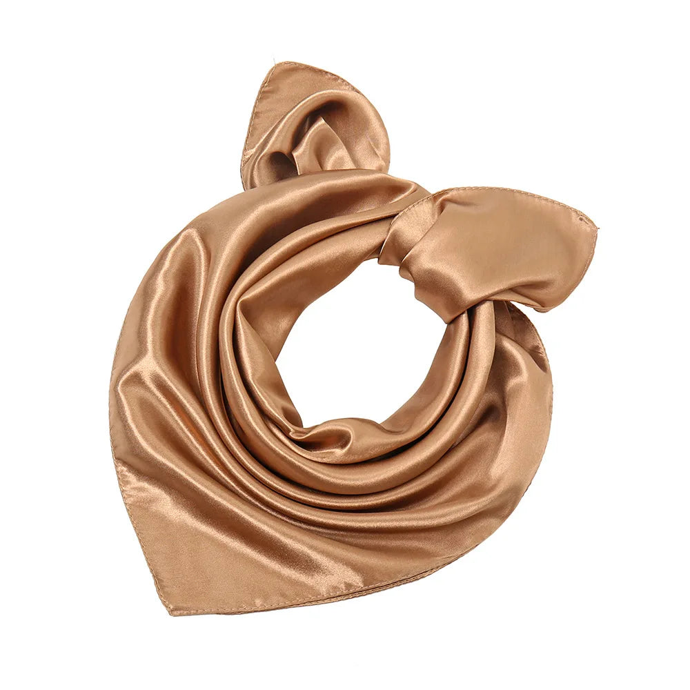 Women New Plain Satin Solid Color 60x60cm Square Scarf Girl Simulation Silk Performance Small Scarves Best Party Gift