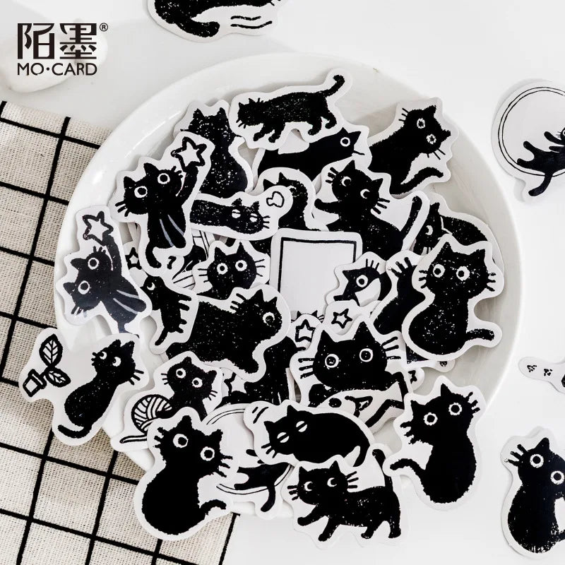 45Stickers / Box Kitten Notebook Boxed Stickers Cartoon Cute Decorative Photo Album Diy Stickers Growth Manual