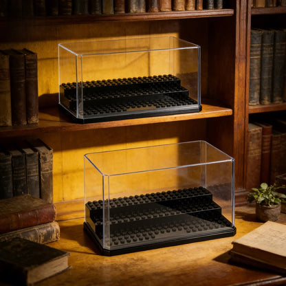 Display Case Clear Shelf Wide 3 Tier Box for Minifigures - Acrylic Protector for Small Pop Figures - Transparent Showcase Storag