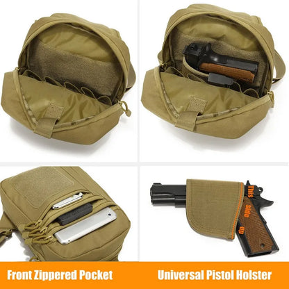 New Tactical Pistol Gun Case Shoulder Bag Outdoor Hiking Hunting Camping chest bag with Gun Holster