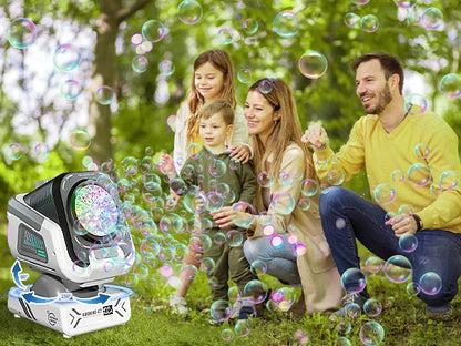 2025 Upgraded Version of the Bubble Machine with Remote Control, Automatic Rotation, and Rgb Lights, 1800Mah Rechargeable Battery, Type-C Charging, Suitable for Children, Weddings, Birthday Parties, and Outdoor Activities, Bu