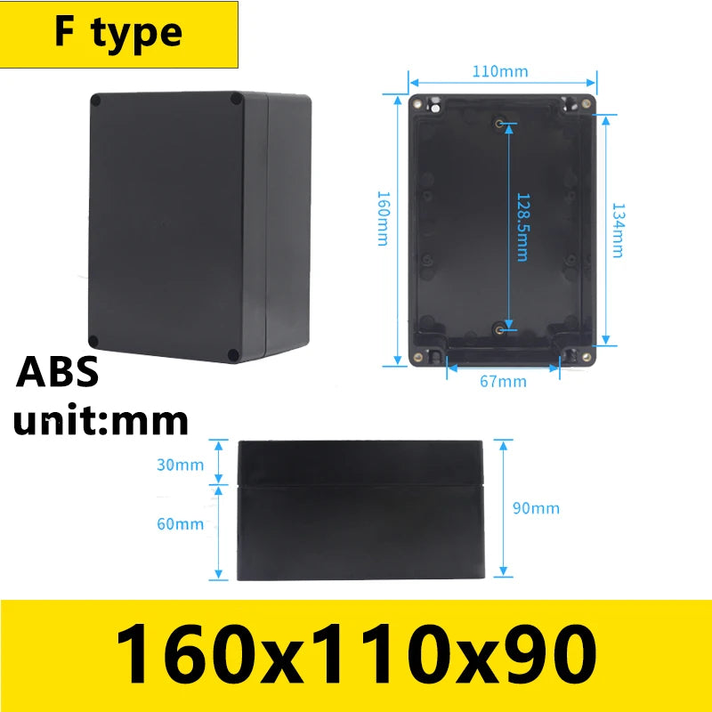 Black Outdoor Waterproof Enclosure Plastic Box Electronic Project Instrument Case Electrical Project Box Junction Box Housing