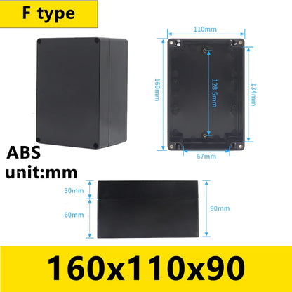 Black Outdoor Waterproof Enclosure Plastic Box Electronic Project Instrument Case Electrical Project Box Junction Box Housing