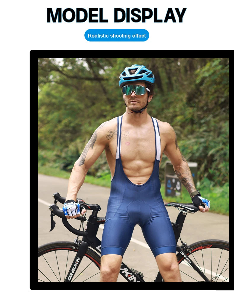 X-TIGER Men's Cycling Shorts Long Distance Riding Bib Shorts Pro Men's Cycling Shorts High Density Foam Cushion 5 CM Leg Gripper