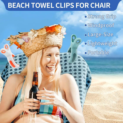 Beach Towel Clips for Beach Chairs & Cruise, Durable Plastic Clips for Lounging  Pool Use, Large Clothespins for Hanging Clothes