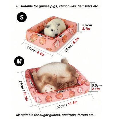 Print Sleep Bed House Rectangle Mat with Rattan Mat for Pet Small Animal Dogs Cat Rabbit Squirrel Guinea Pig Hamster All Seasons