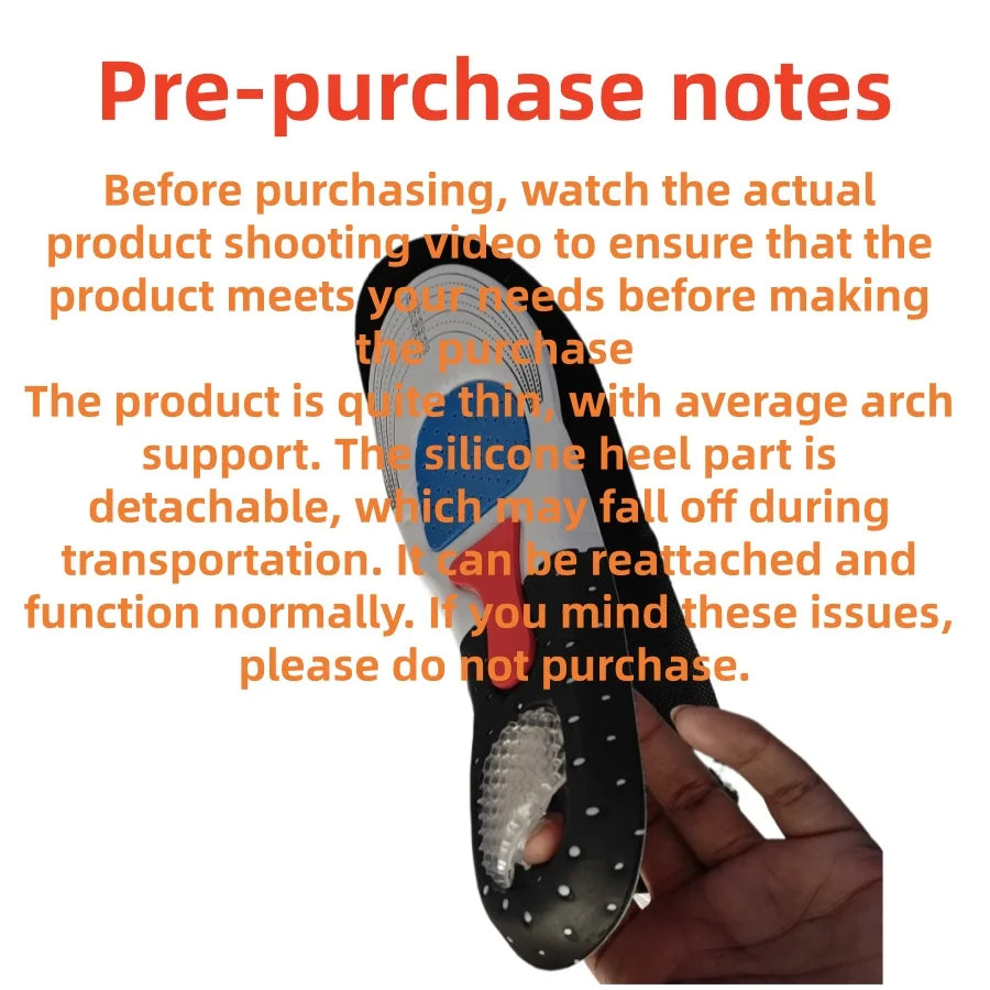 1Pair Orthopedic Insoles Memory Foam Cushion Gel Insole Silicone Arch Support Pads Sport Shoe Pad Soft Running Insert
