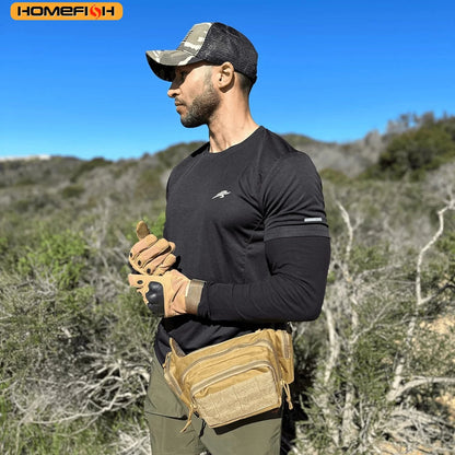 HOMEFISH Men Waist Fanny Pack Belt Bag Tactical Military Motorcycle Rider Sports Climb Camping Nylon Male Tool Sling Chest Hip