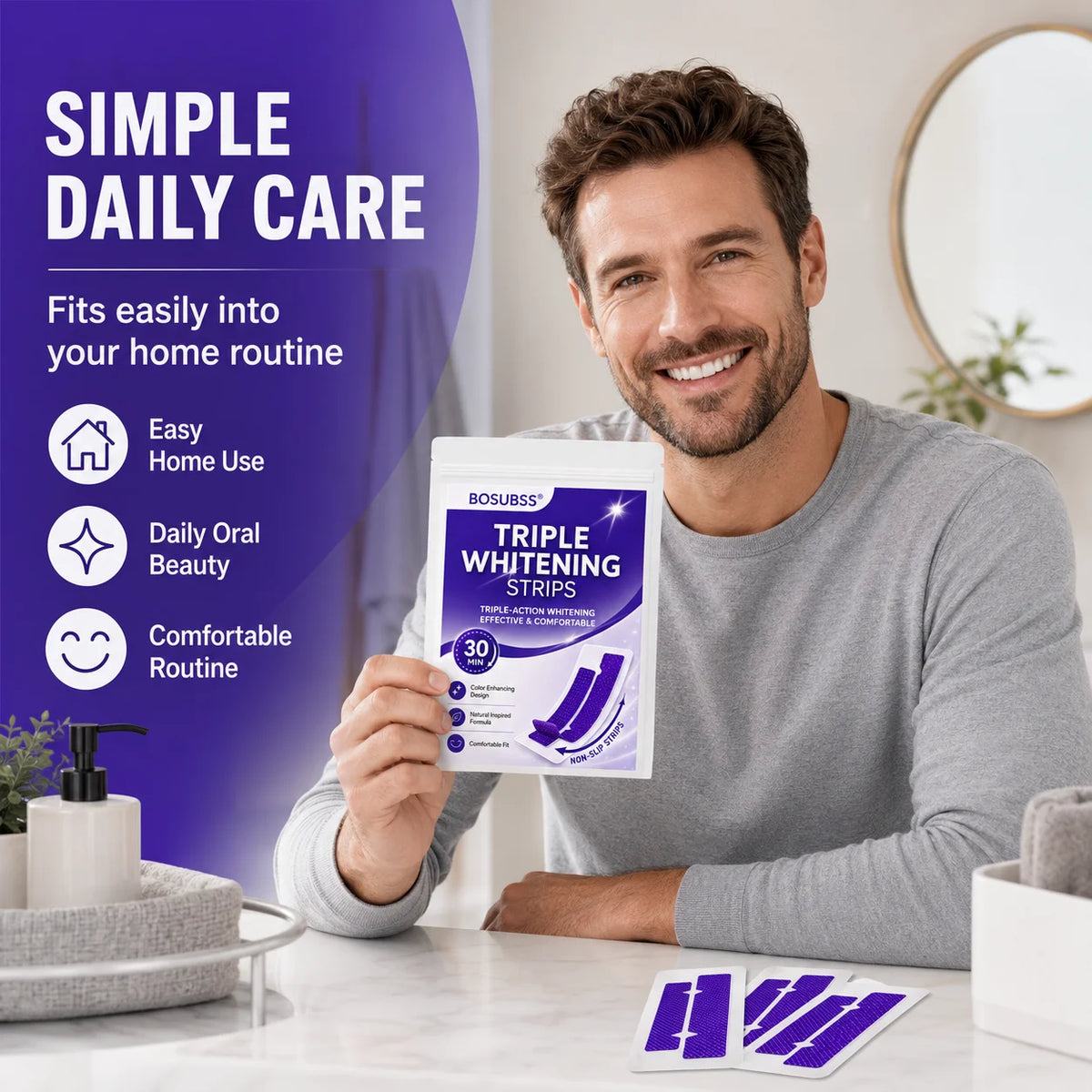 16/8/4pcsWhitening Strips for Teeth, At-Home Smile Care Strips, Easy-Use Oral Beauty Strips for Daily Routine, Bright Smile Appe