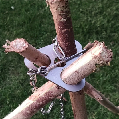 Portable Detachable Outdoor Barbecue Tripod Hanging Rack Stainless Steel Camping Campfire Grill Pot Triangle Stand Set