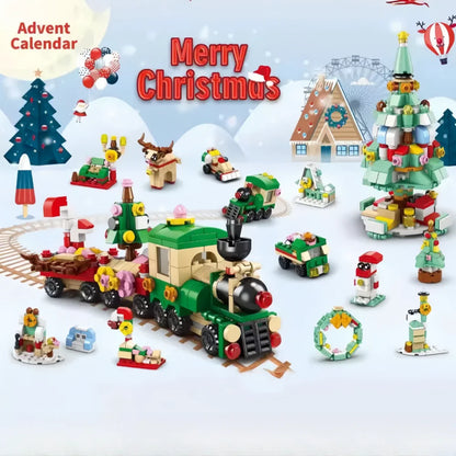 Knew Built Christmas Gift Building Blocks Toys - Fun Blind Box Game Santa Christmas Tree Train Reindeer Shoes - Perfect for Kids