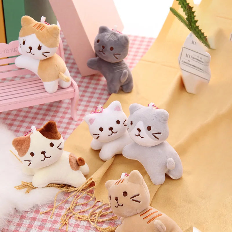 Cartoon cute Six-color tilt head lying plush toy Cat Kitten doll backpack pendant decoration Christmas Halloween gift preferred