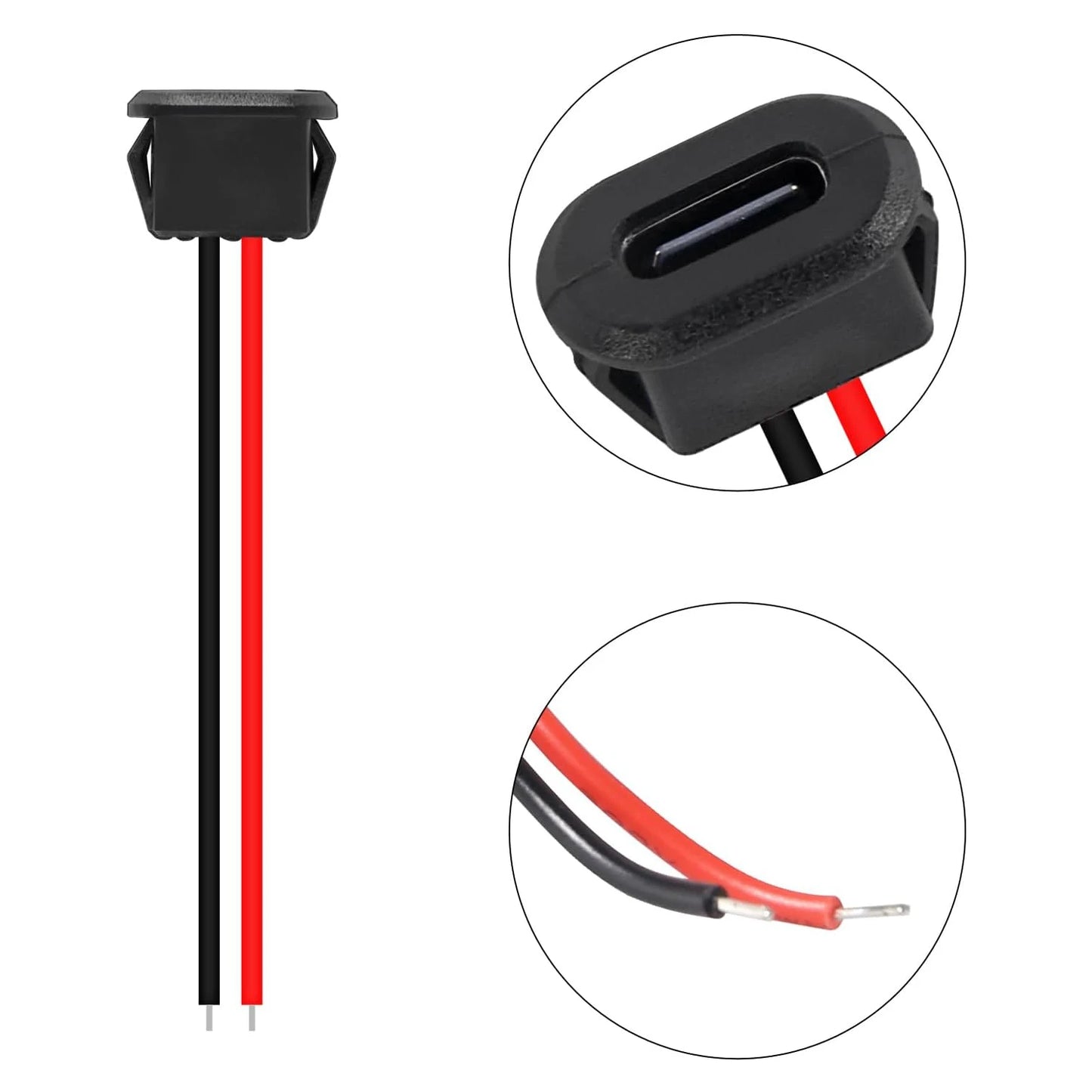 5/10pcs Type-C Female Chassis Connector USB C Female Chassis Direct Crimp Jack Female Charging Port Extension Power Cable