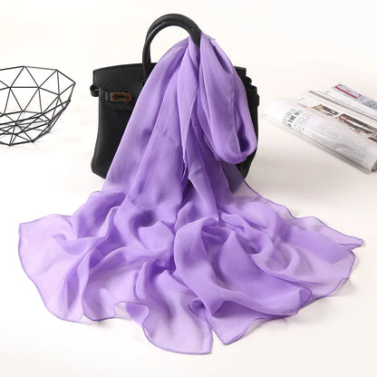 Fashion Four Seasons Women Plain Color Thin Soft Beach Thin Silky Georgette Scarf Shawls Long Wraps Beach Sunscreen Hijab