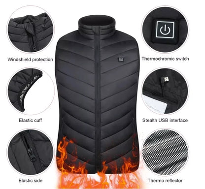 USB Heated Vest Winter Warm Hiking Heated Jacket Vest Outdoor Sports Men Ski Warming Heating Thermal Clothing