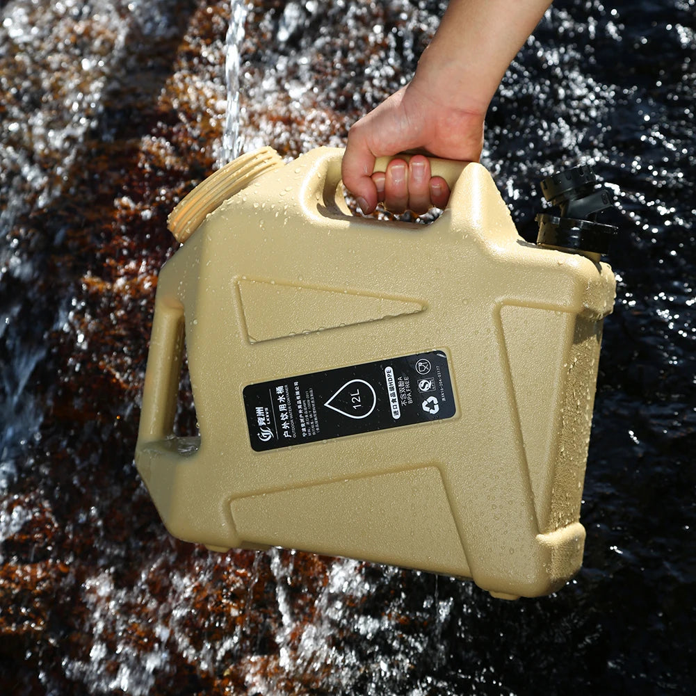 10/12L Outdoor Water Bucket Large-Capacity Portable Camping Water Bag Container with Faucet Driving Water Tank for Picnic Hiking