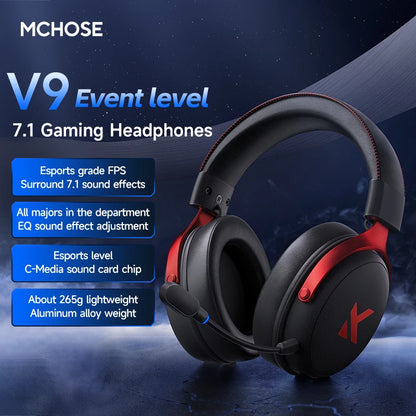 MCHOSE V9 Pro2 Gaming Headset, Over-Ear Quad-Mode Wireless Bluetooth Headphones for PC with Microphone (Delta Style)